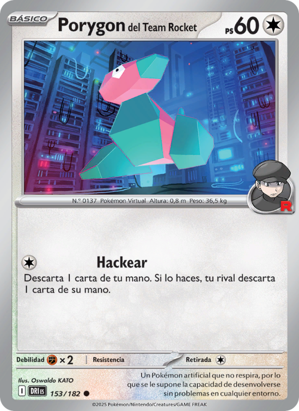 Porygon del Team Rocket 153 — Rivales Predestinados (Spanish Pokémon TCG card)