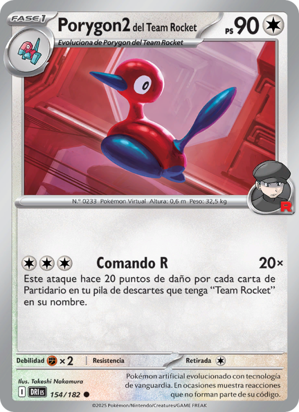 Porygon2 del Team Rocket 154 — Rivales Predestinados (Spanish Pokémon TCG card)
