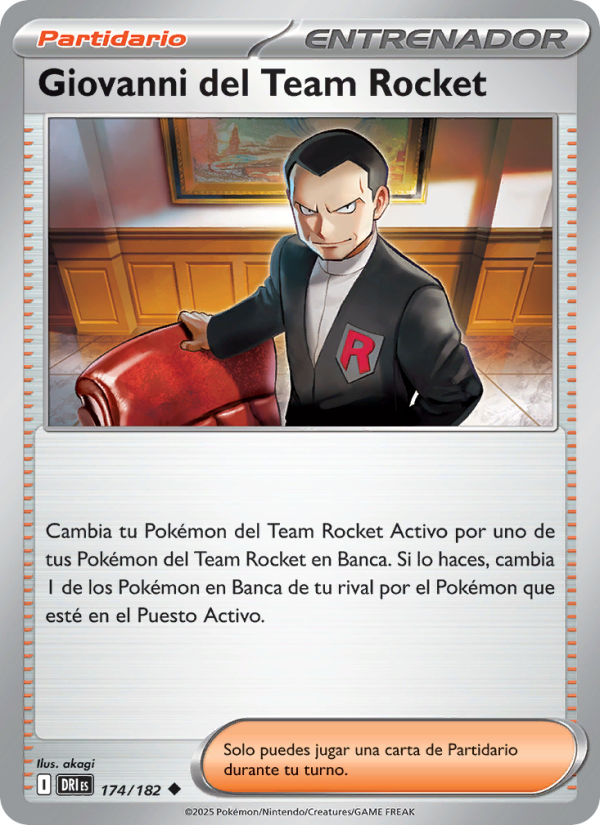 Giovanni del Team Rocket 174 — Rivales Predestinados (Spanish Pokémon TCG card)