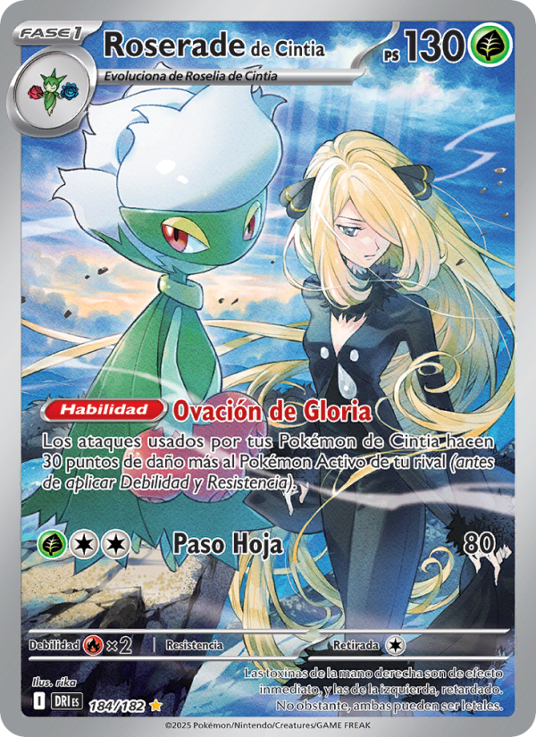 Roserade de Cintia 184 — Rivales Predestinados (Spanish Pokémon TCG card)