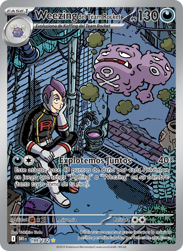 Weezing del Team Rocket 199 — Rivales Predestinados (Spanish Pokémon TCG card)