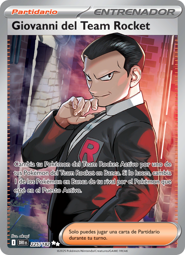Giovanni del Team Rocket 225 — Rivales Predestinados (Spanish Pokémon TCG card)