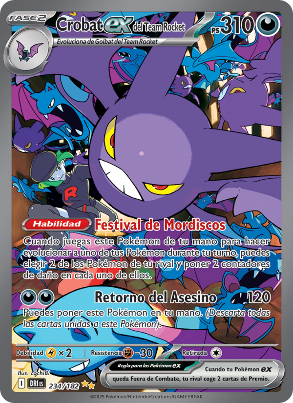 Crobat ex del Team Rocket 234 — Rivales Predestinados (Spanish Pokémon TCG card)