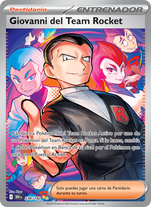 Giovanni del Team Rocket 238 — Rivales Predestinados (Spanish Pokémon TCG card)