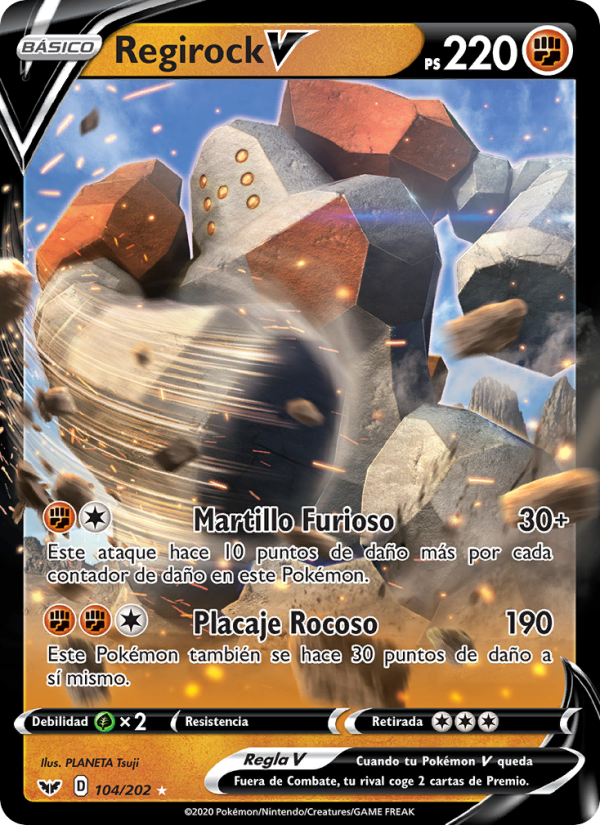 Regirock V 104 — Espada y Escudo (Spanish Pokémon TCG card)