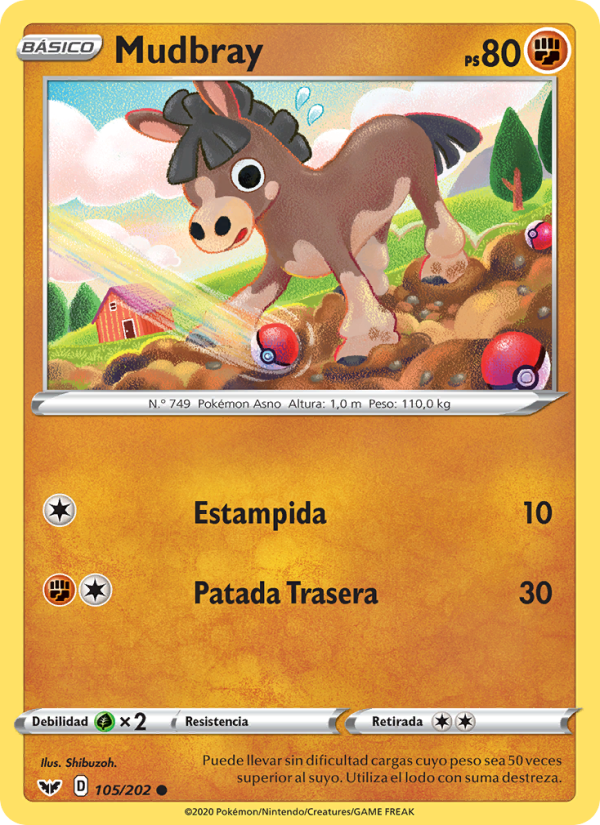 Mudbray 105 — Espada y Escudo (Spanish Pokémon TCG card)