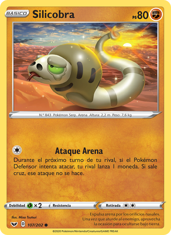 Silicobra 107 — Espada y Escudo (Spanish Pokémon TCG card)