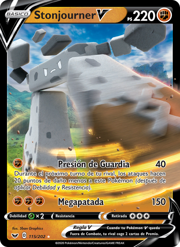 Stonjourner V 115 — Espada y Escudo (Spanish Pokémon TCG card)