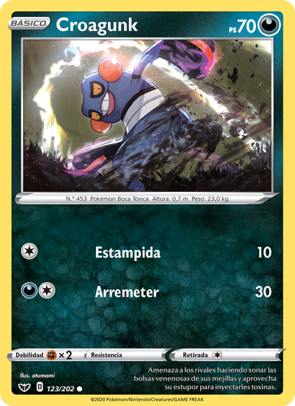Croagunk 123 — Espada y Escudo (Spanish Pokémon TCG card)