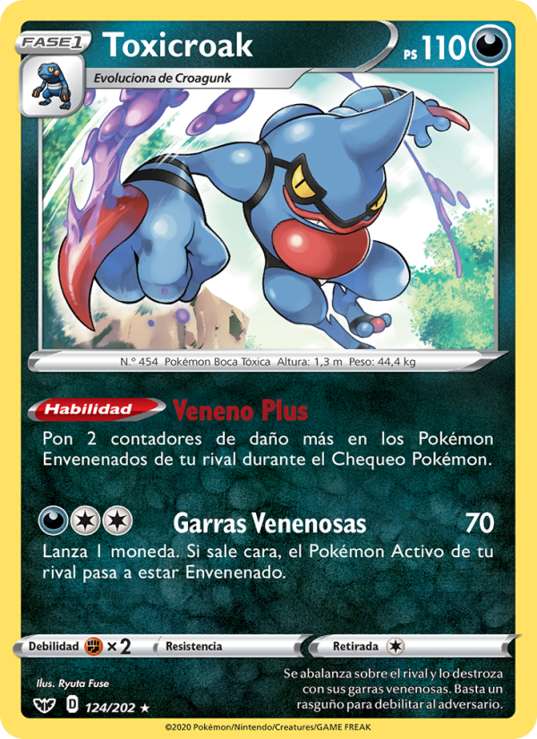 Toxicroak 124 — Espada y Escudo (Spanish Pokémon TCG card)