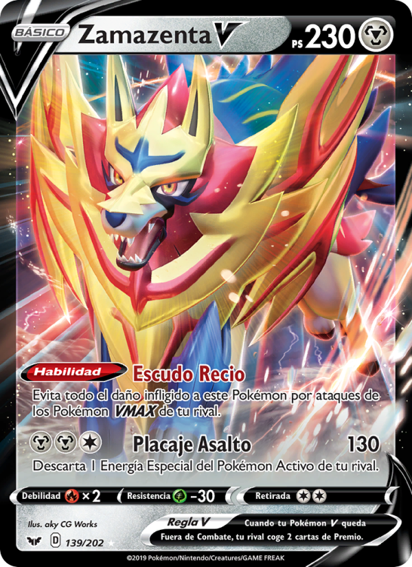 Zamazenta V 139 — Espada y Escudo (Spanish Pokémon TCG card)