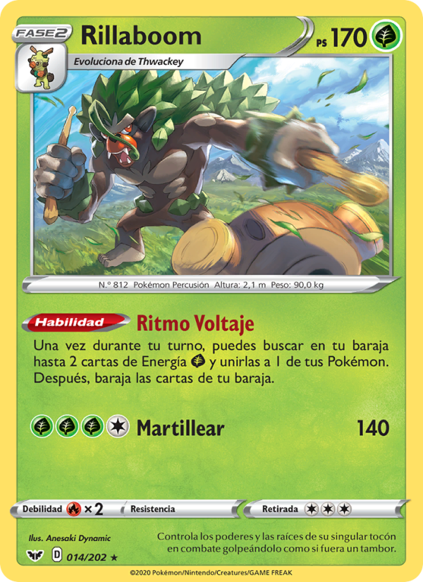 Rillaboom 14 — Espada y Escudo (Spanish Pokémon TCG card)