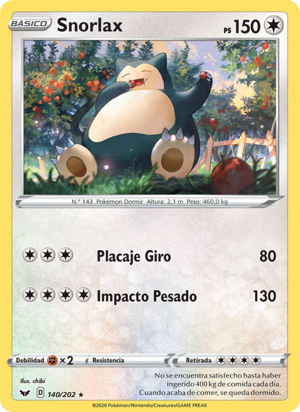 Snorlax 140 — Espada y Escudo (Spanish Pokémon TCG card)