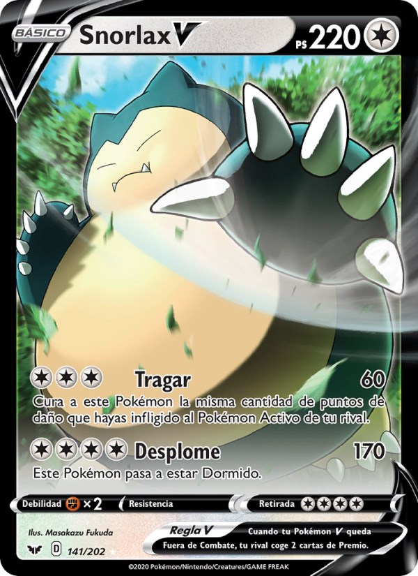 Snorlax V 141 — Espada y Escudo (Spanish Pokémon TCG card)