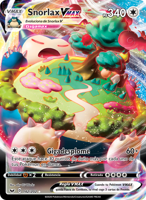 Snorlax VMAX 142 — Espada y Escudo (Spanish Pokémon TCG card)