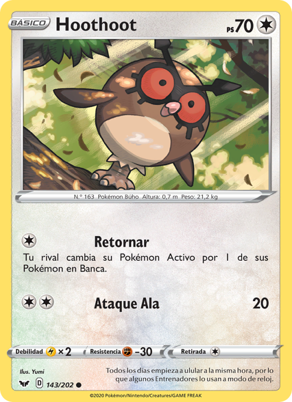 Hoothoot 143 — Espada y Escudo (Spanish Pokémon TCG card)