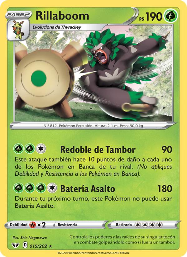 Rillaboom 15 — Espada y Escudo (Spanish Pokémon TCG card)