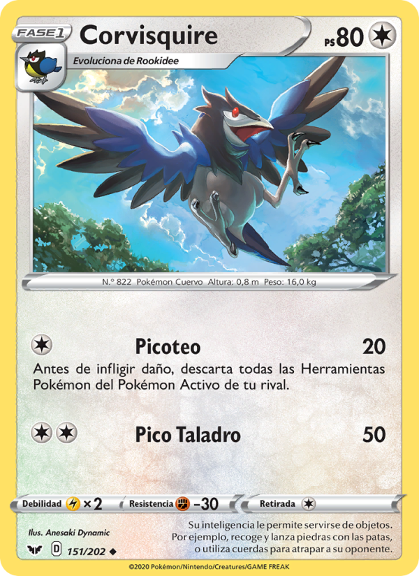 Corvisquire 151 — Espada y Escudo (Spanish Pokémon TCG card)