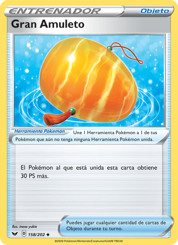 Gran Amuleto 158 — Espada y Escudo (Spanish Pokémon TCG card)