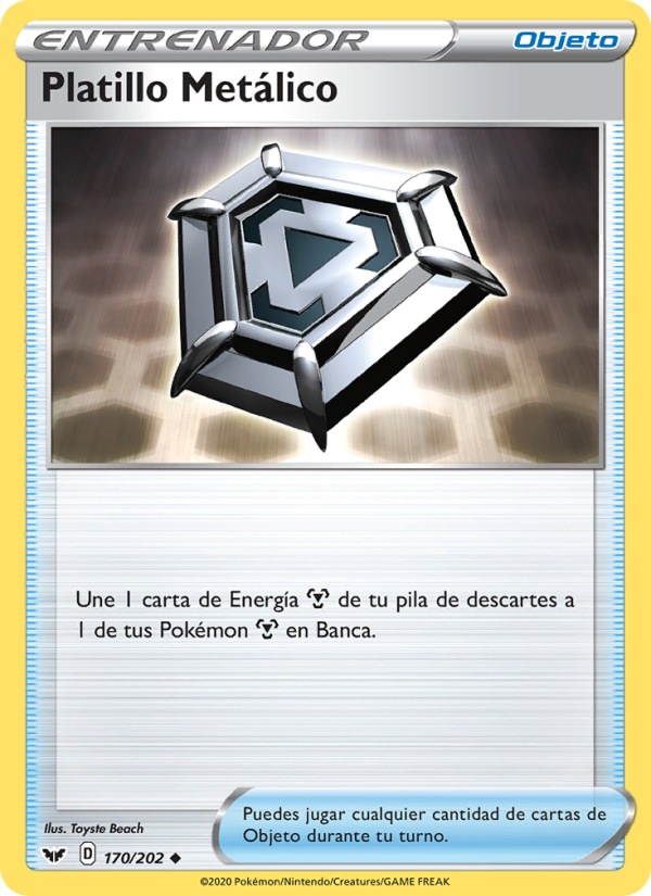 Platillo Metálico 170 — Espada y Escudo (Spanish Pokémon TCG card)