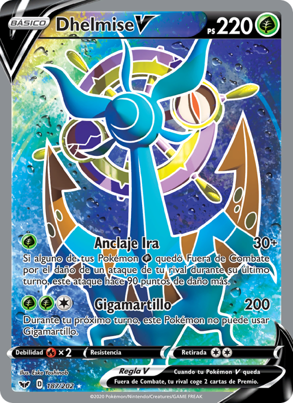 Dhelmise V 187 — Espada y Escudo (Spanish Pokémon TCG card)