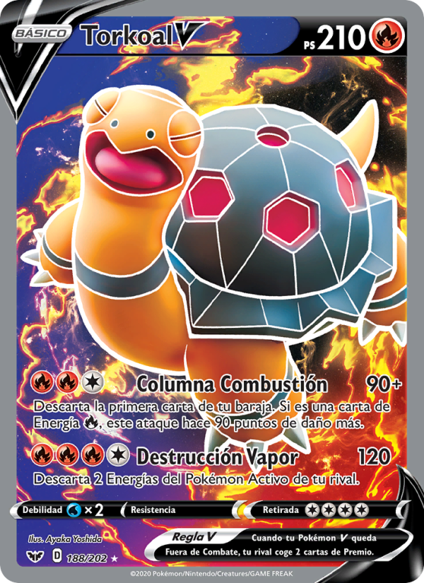 Torkoal V 188 — Espada y Escudo (Spanish Pokémon TCG card)