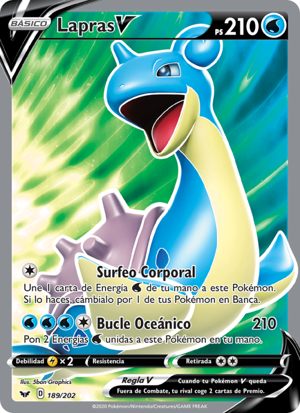 Lapras V 189 — Espada y Escudo (Spanish Pokémon TCG card)