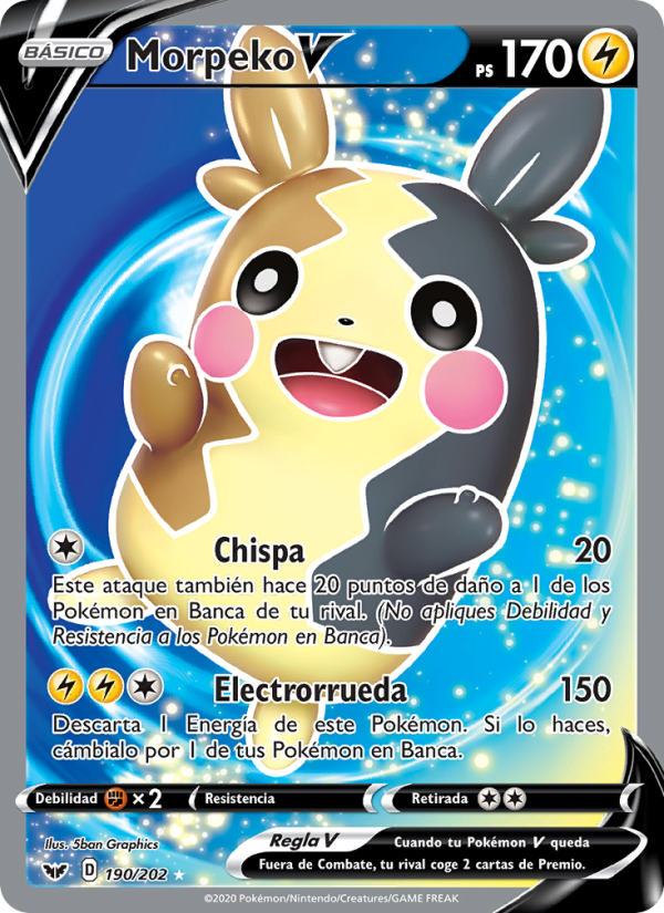 Morpeko V 190 — Espada y Escudo (Spanish Pokémon TCG card)