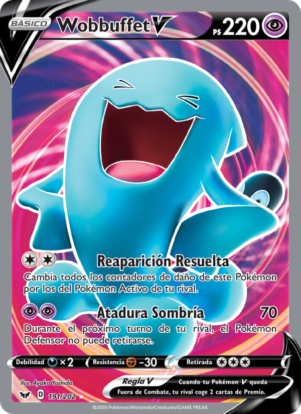 Wobbuffet V 191 — Espada y Escudo (Spanish Pokémon TCG card)