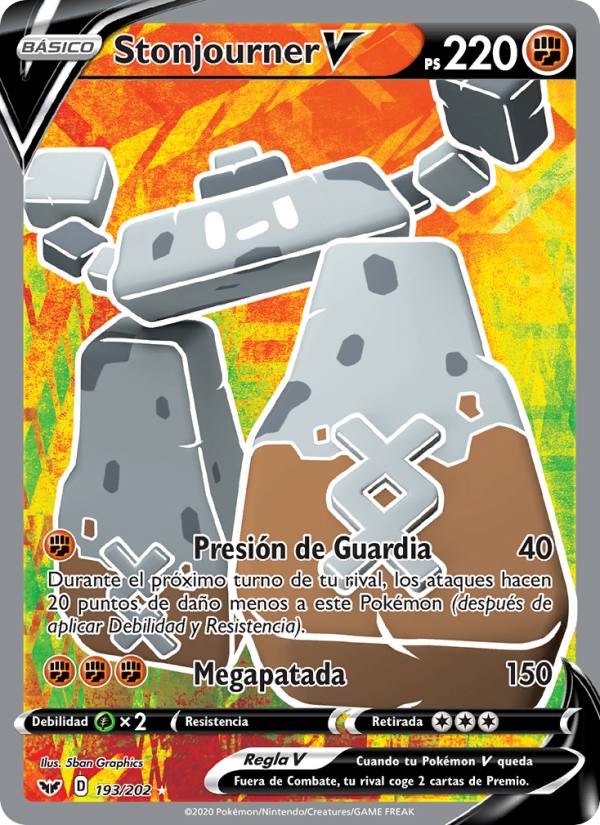 Stonjourner V 193 — Espada y Escudo (Spanish Pokémon TCG card)