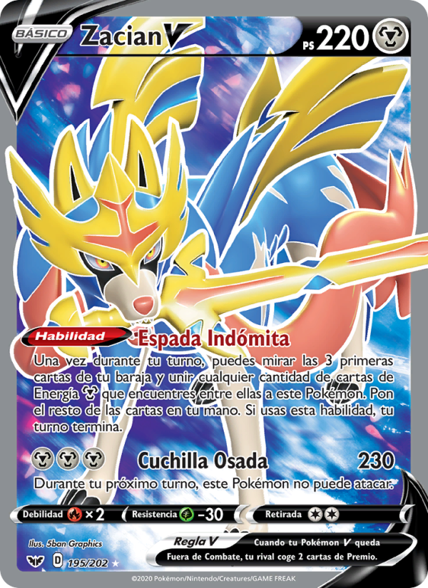 Zacian V 195 — Espada y Escudo (Spanish Pokémon TCG card)