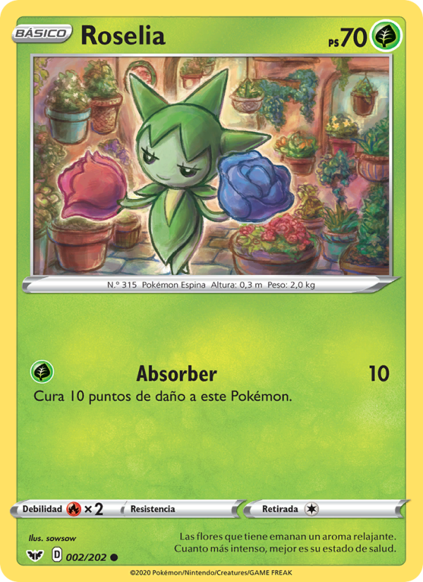 Roselia 2 — Espada y Escudo (Spanish Pokémon TCG card)