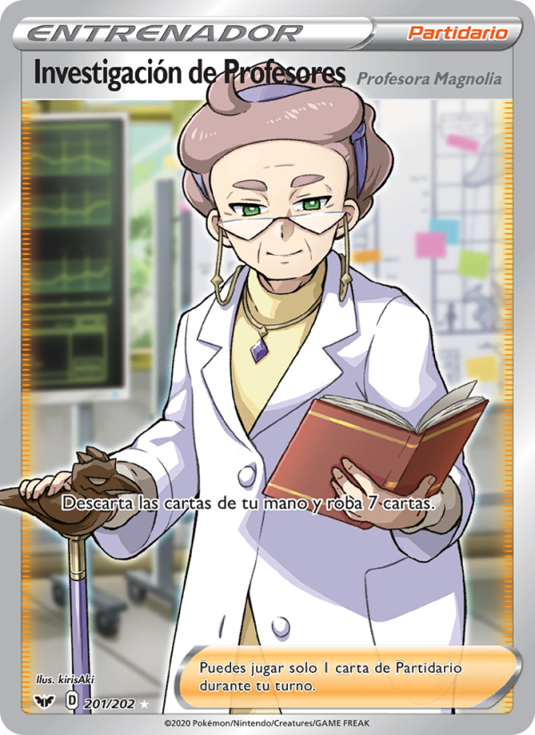 Investigación de Profesores 201 — Espada y Escudo (Spanish Pokémon TCG card)