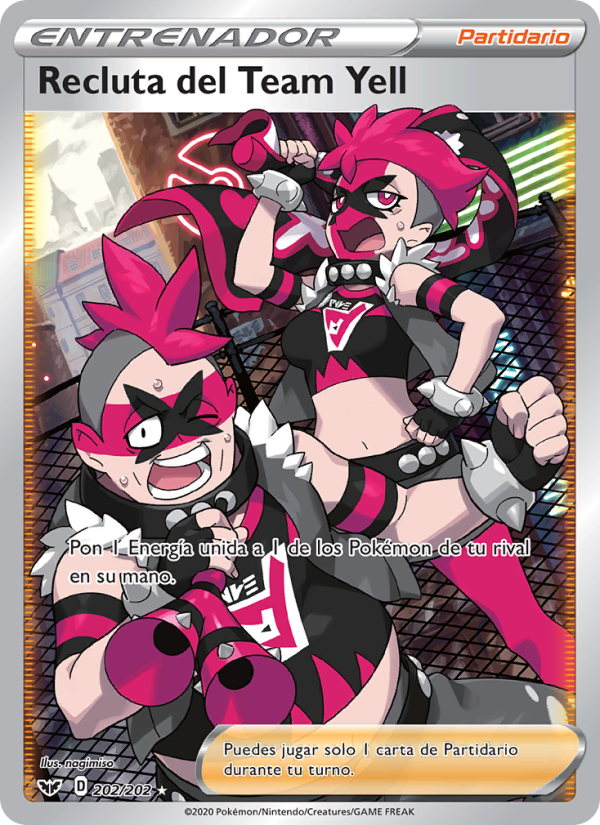 Recluta del Team Yell 202 — Espada y Escudo (Spanish Pokémon TCG card)