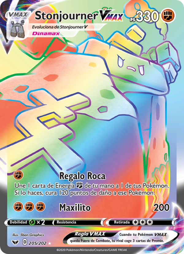 Stonjourner VMAX 205 — Espada y Escudo (Spanish Pokémon TCG card)