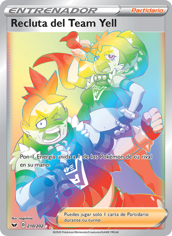 Recluta del Team Yell 210 — Espada y Escudo (Spanish Pokémon TCG card)