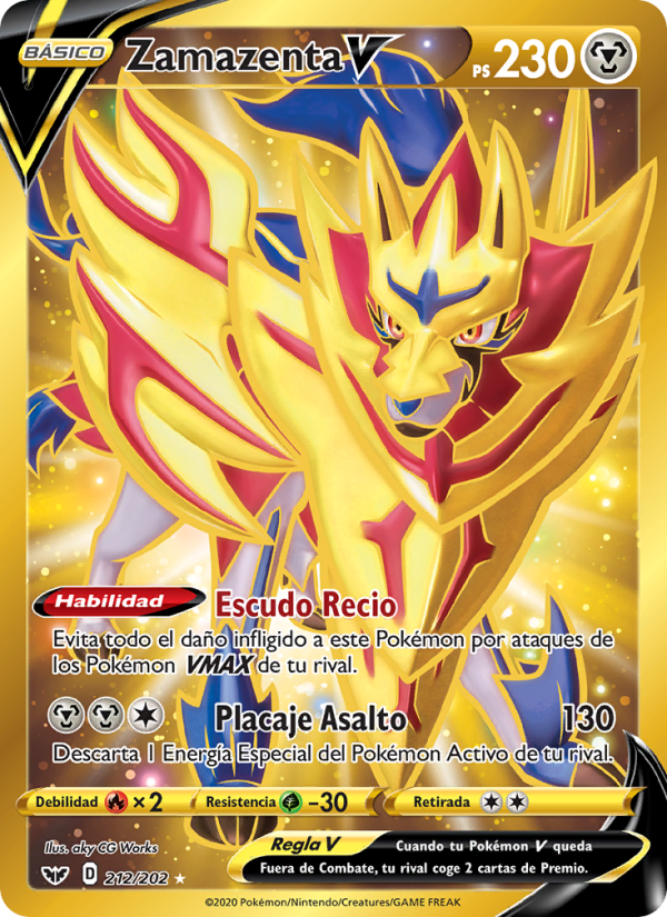 Zamazenta V 212 — Espada y Escudo (Spanish Pokémon TCG card)