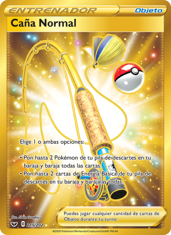 Caña Normal 215 — Espada y Escudo (Spanish Pokémon TCG card)