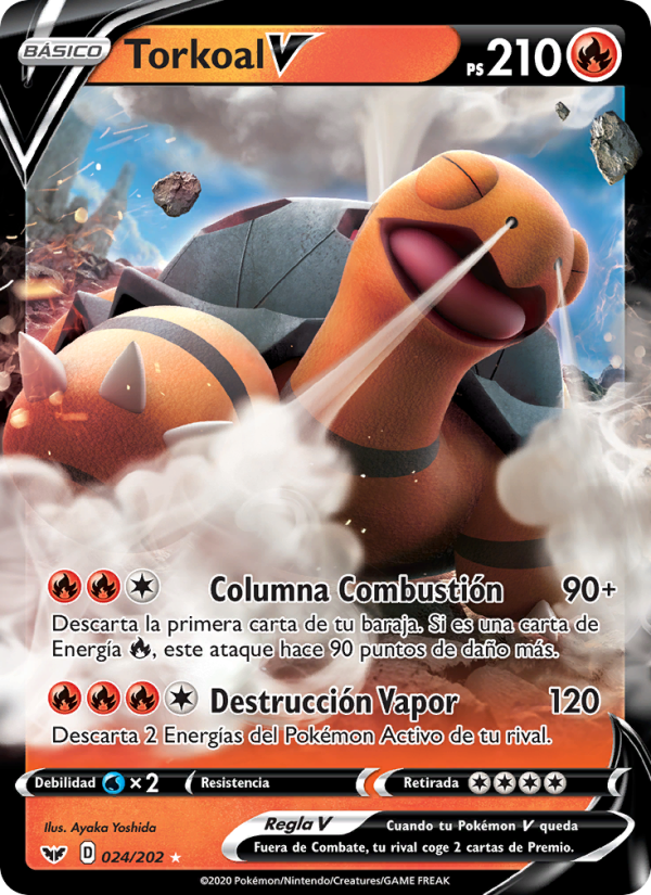 Torkoal V 24 — Espada y Escudo (Spanish Pokémon TCG card)