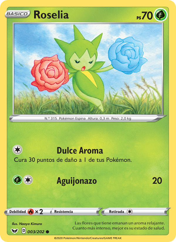 Roselia 3 — Espada y Escudo (Spanish Pokémon TCG card)