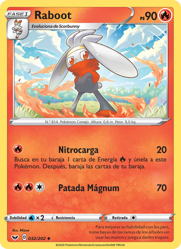 Raboot 32 — Espada y Escudo (Spanish Pokémon TCG card)