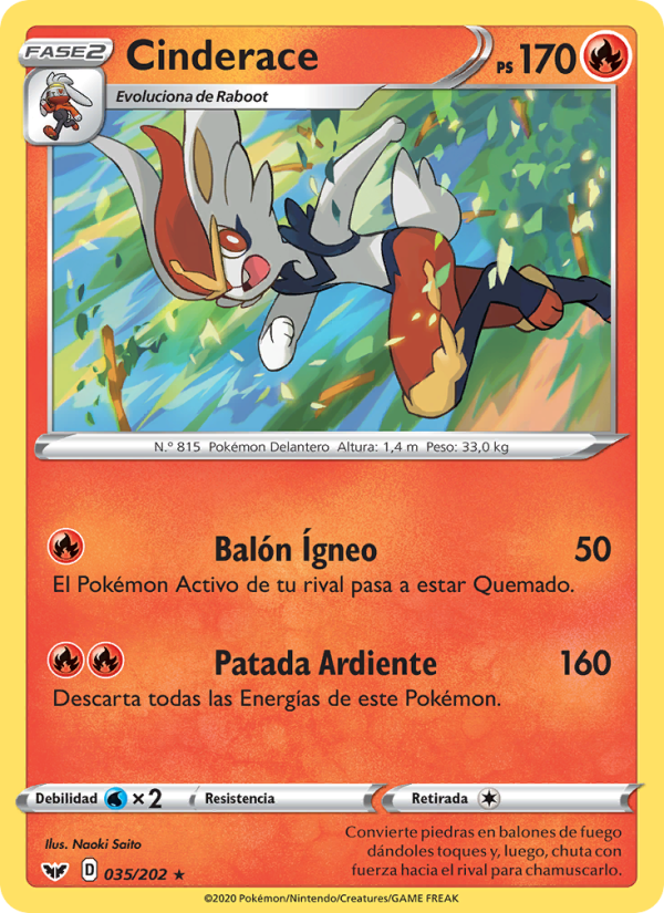 Cinderace 35 — Espada y Escudo (Spanish Pokémon TCG card)