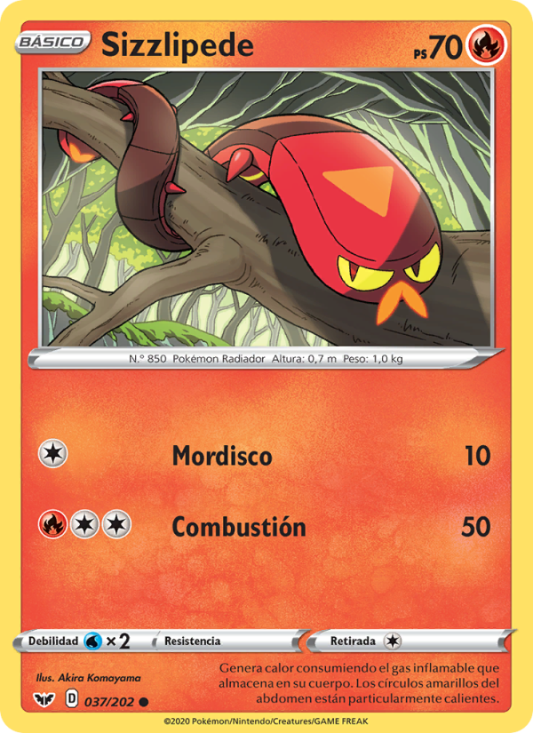 Sizzlipede 37 — Espada y Escudo (Spanish Pokémon TCG card)