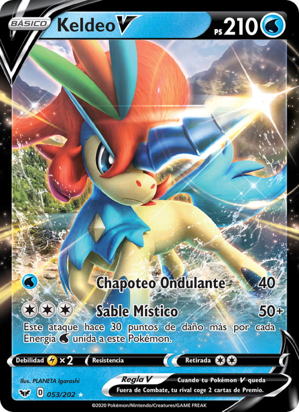 Keldeo V 53 — Espada y Escudo (Spanish Pokémon TCG card)
