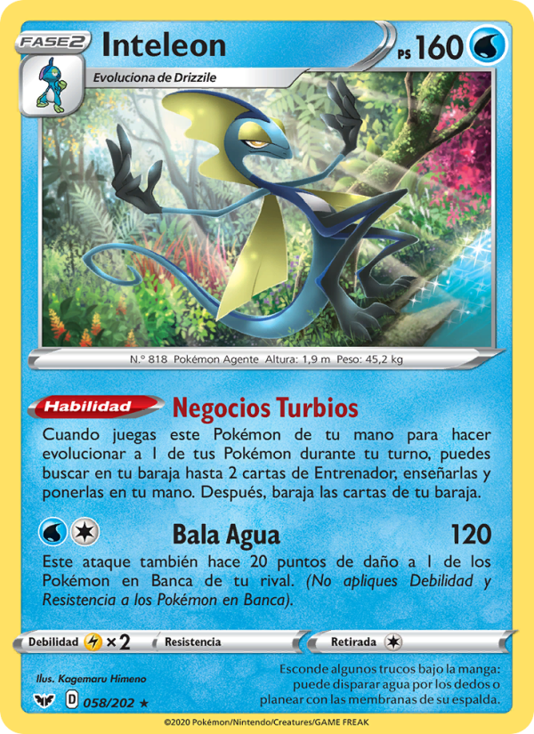 Inteleon 58 — Espada y Escudo (Spanish Pokémon TCG card)