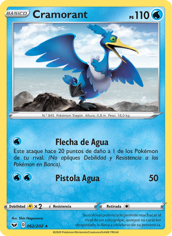 Cramorant 62 — Espada y Escudo (Spanish Pokémon TCG card)
