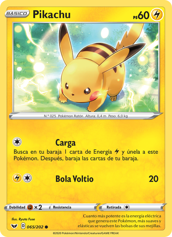 Pikachu 65 — Espada y Escudo (Spanish Pokémon TCG card)