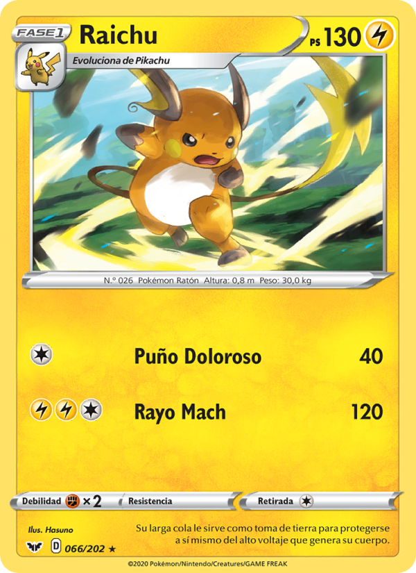 Raichu 66 — Espada y Escudo (Spanish Pokémon TCG card)
