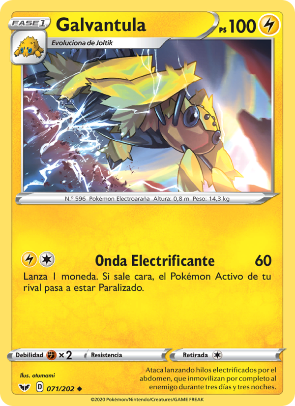 Galvantula 71 — Espada y Escudo (Spanish Pokémon TCG card)