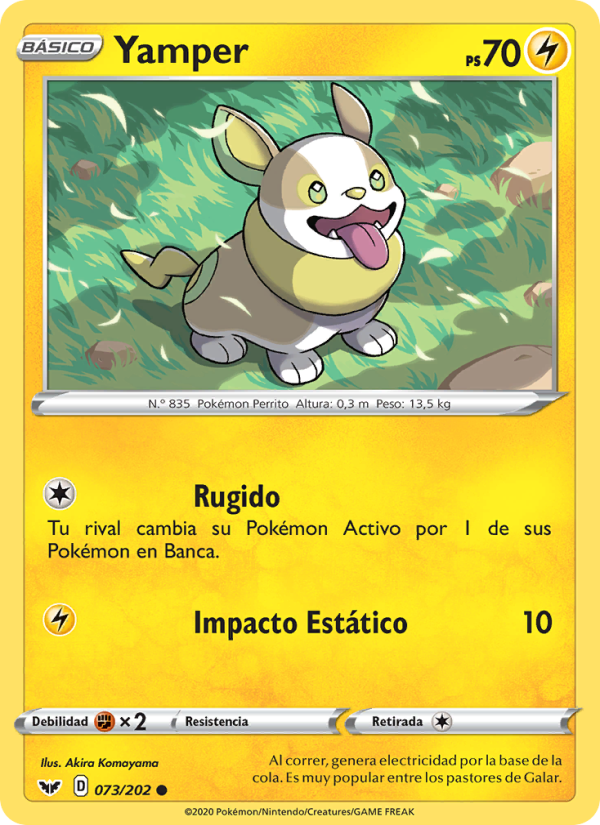 Yamper 73 — Espada y Escudo (Spanish Pokémon TCG card)